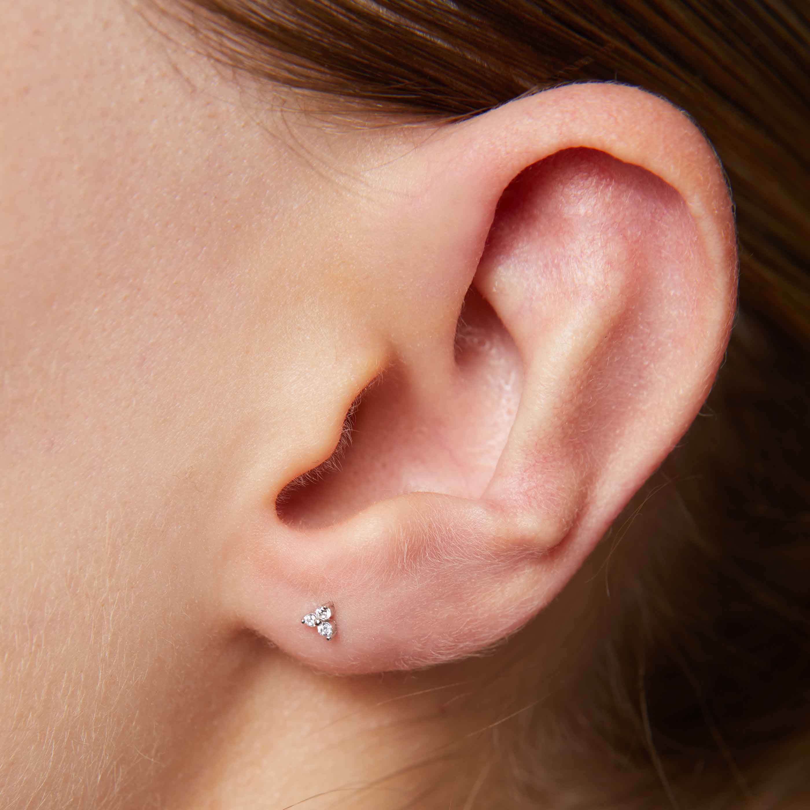 Triple Crystal Stud Earrings in Silver