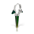Triple Long Black Opal Spike Diamond Eternity Hoop Earring