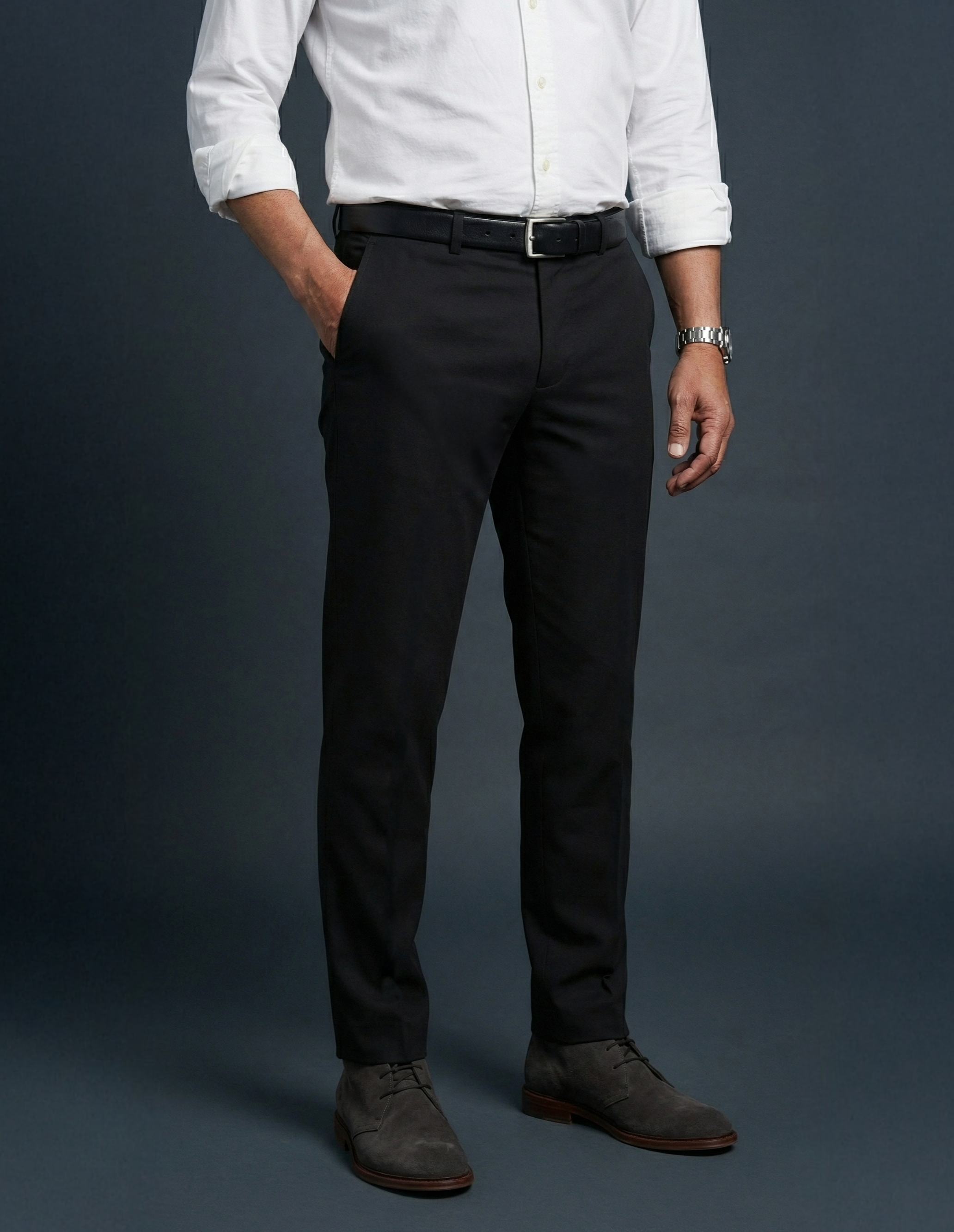 Cashmere Finish Stretch Twill Chino - Black