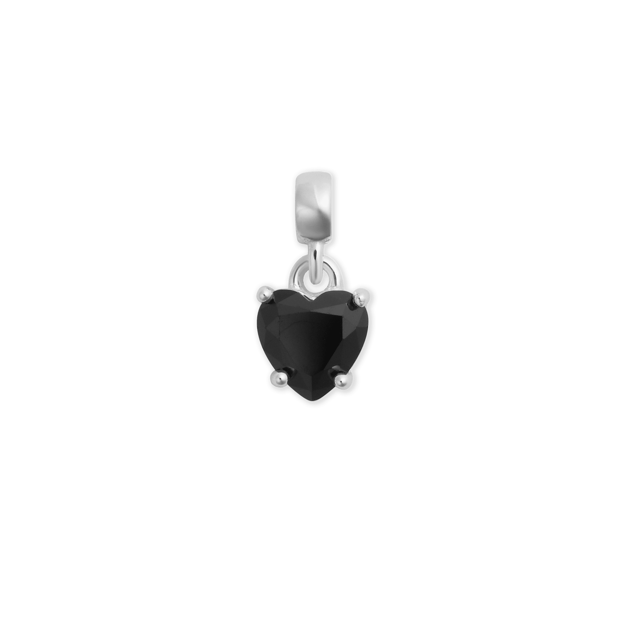 Charm Heart Crystal Black Silver