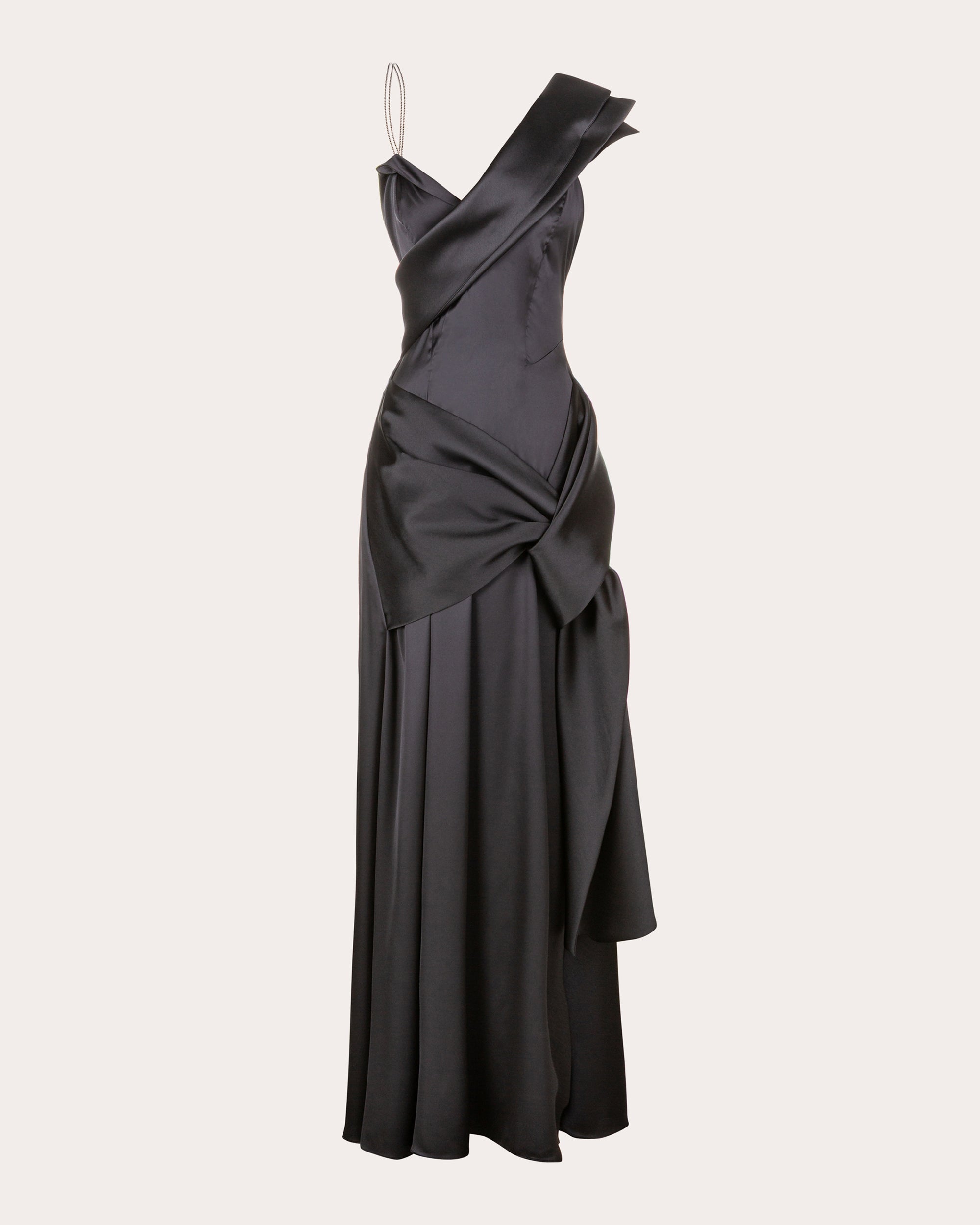 Janet Satin Wrapped Drape Maxi Dress