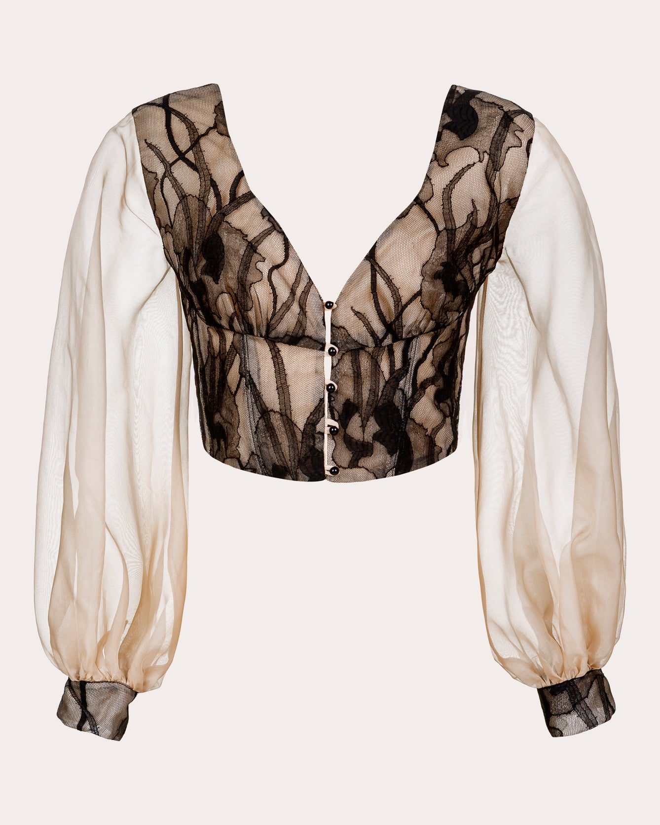 Leana Silk Organza Lace Corset Blouse