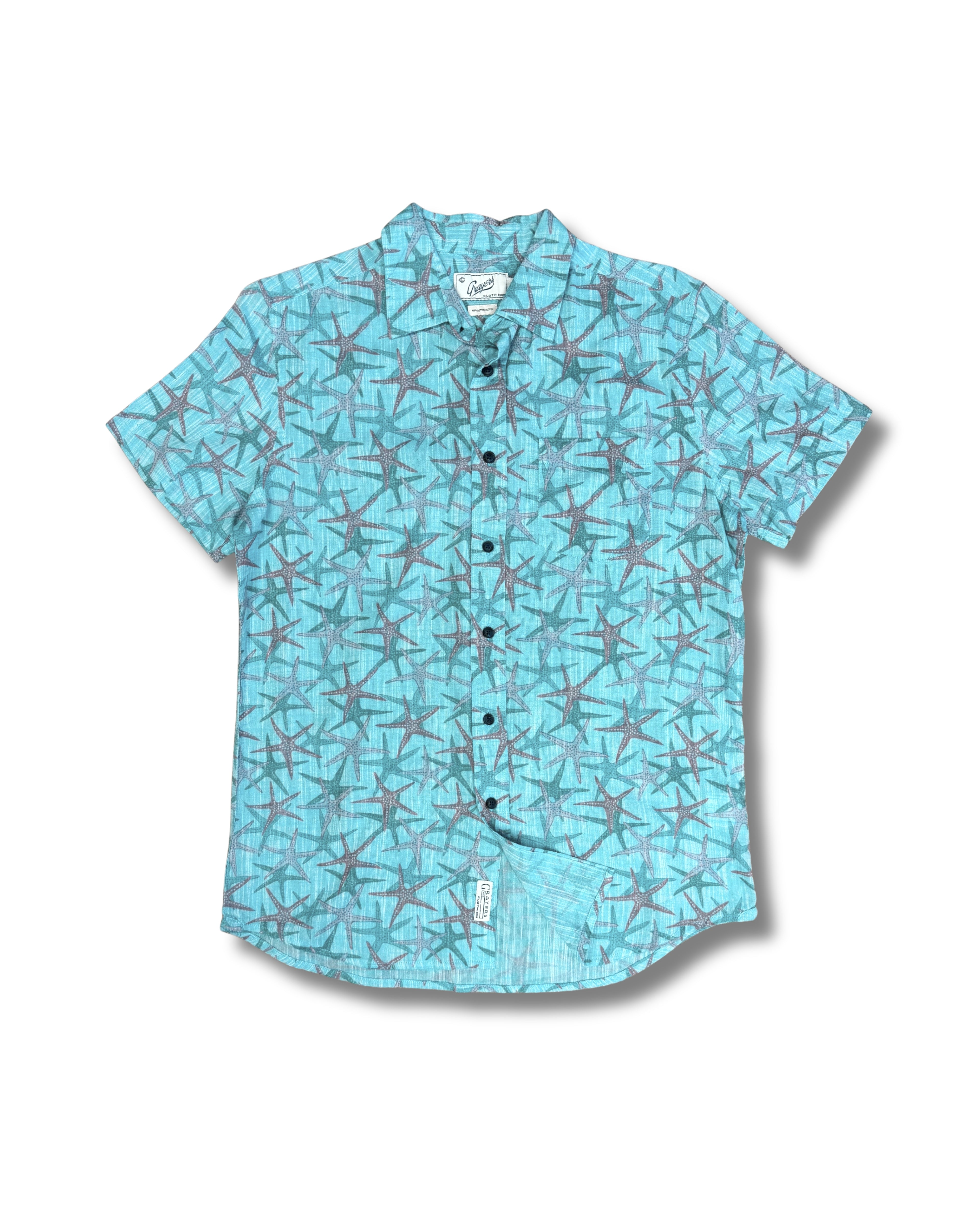 Madras Loose Weave Printed Chambray Shirt SMP - Star Fish