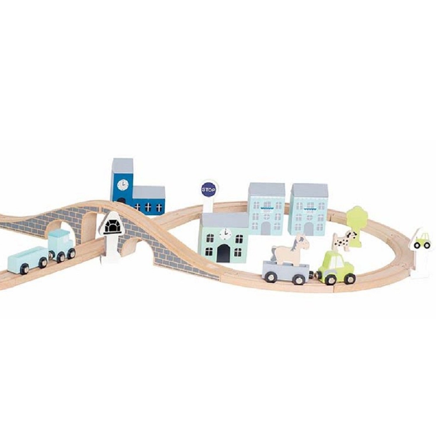 JaBaDaBaDo Blue Car Set with Track and Buildings