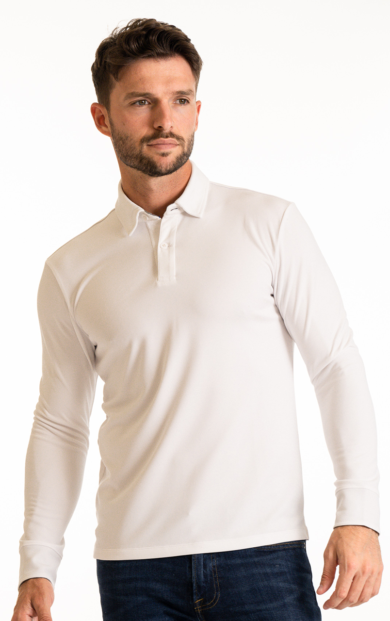 Long Sleeve Polo Solid // White