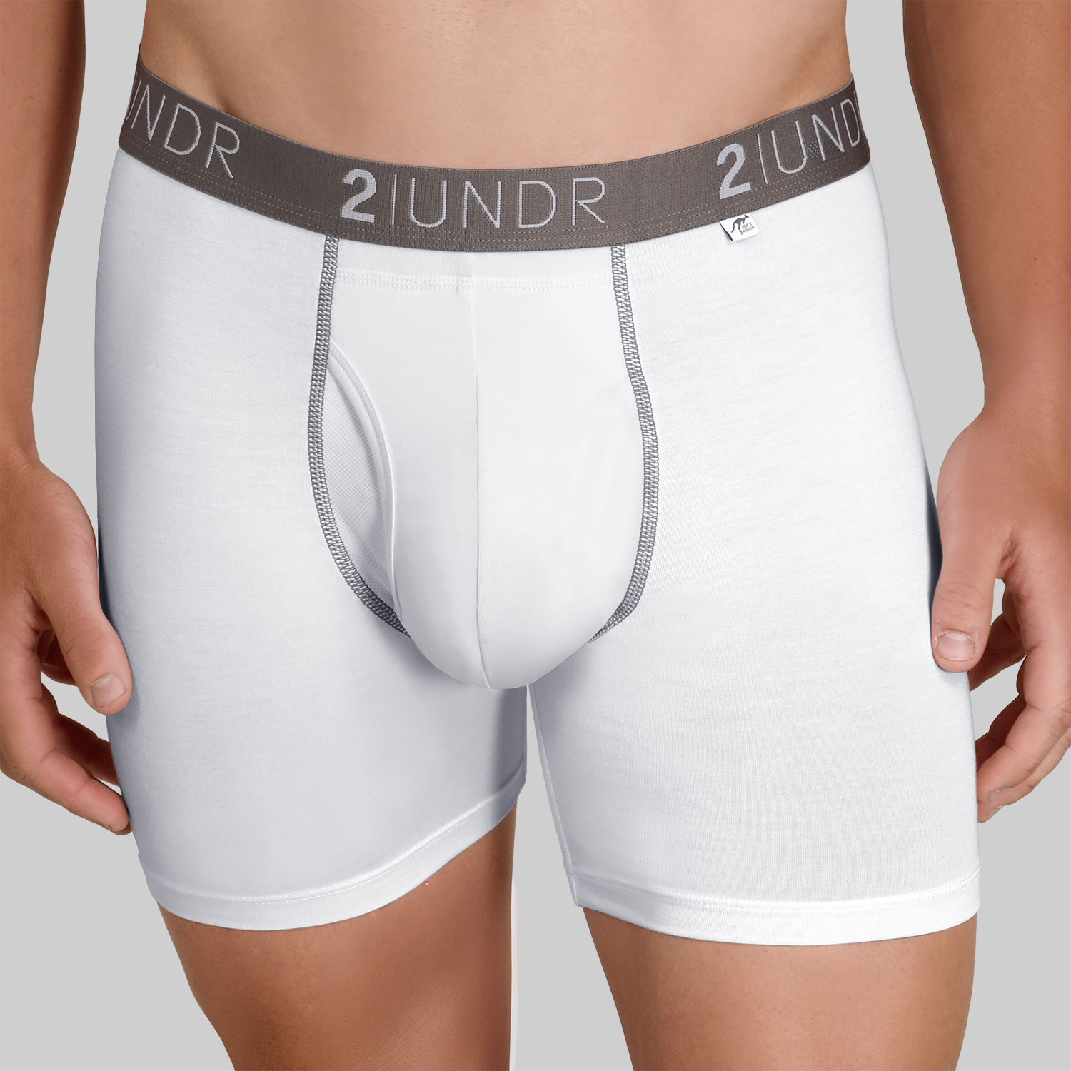 Swing Shift 6" Boxer Brief - White/Grey