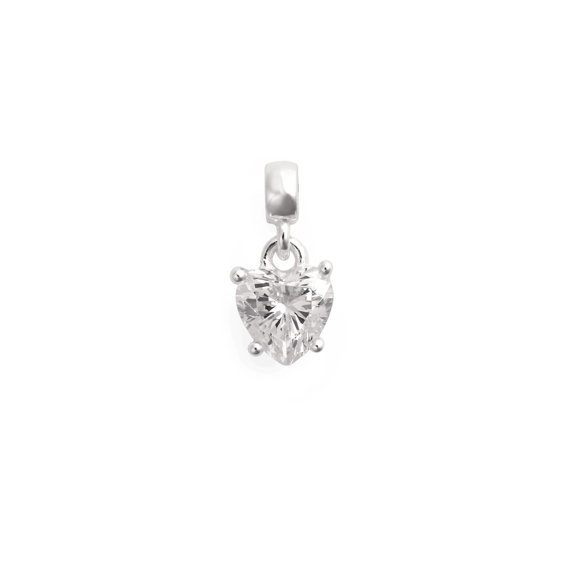 Heart White Crystal Charm S925 Sterling Silver