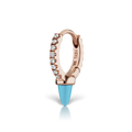Single Short Turquoise Spike Diamond Eternity Hoop Earring