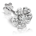 Diamond Pansy Threaded Stud Earring With Titanium Backing