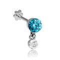 Invisible Set Light Blue Diamond Dangle Threaded Stud Earring With Titanium Backing