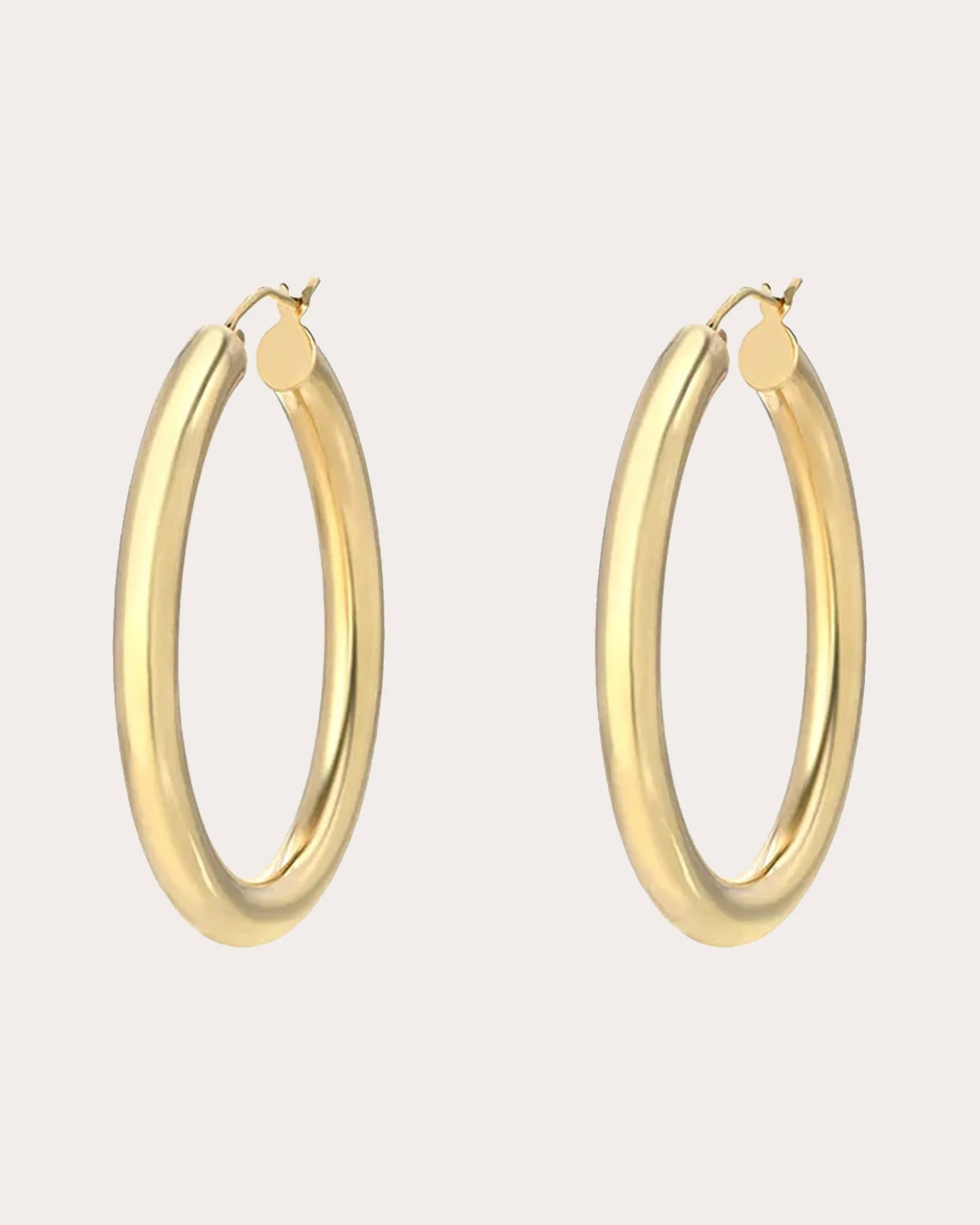 Medium 14K Gold Tubular Hoop Earrings