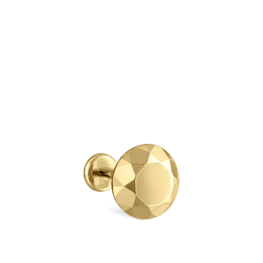 Faceted Gold Round Threaded Stud Earring With Titanium Backing