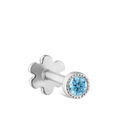 Scallop Set Light Blue Diamond Threaded Stud Earring With Titanium Backing