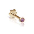 Scalloped Set Rose Purple Diamond Threaded Stud Earring With Titanium Backing