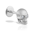 Diamond Eye Matte Skull Threaded Stud Earring With Titanium Backing