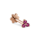 Rose Purple Diamond Trinity Threaded Stud Earring With Titanium Backing