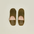 Handmade Leather Slippers - Olive