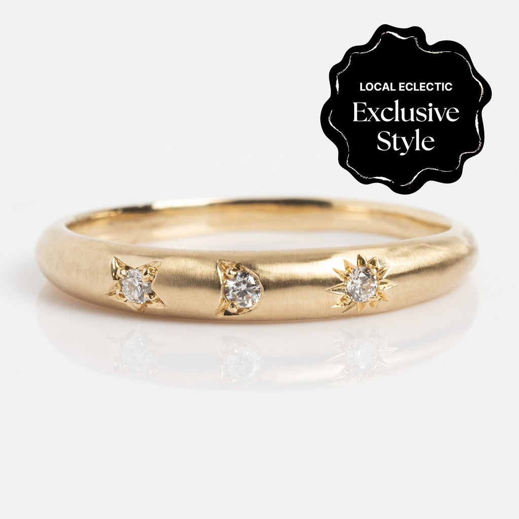 14k You are my Sun Moon and Star Diamond Band