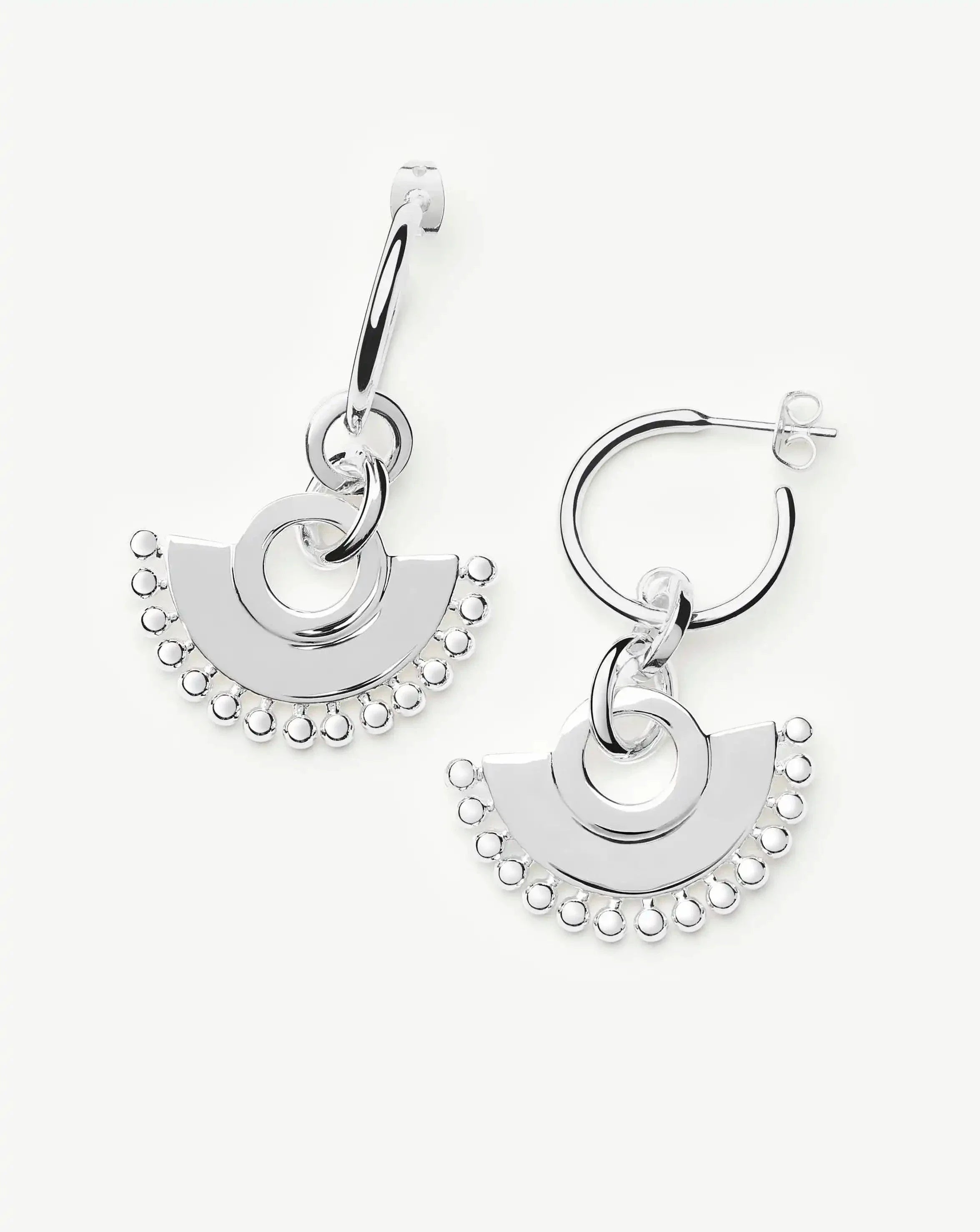 Zenyu Fan Chandelier Hoop Earrings | Silver Plated