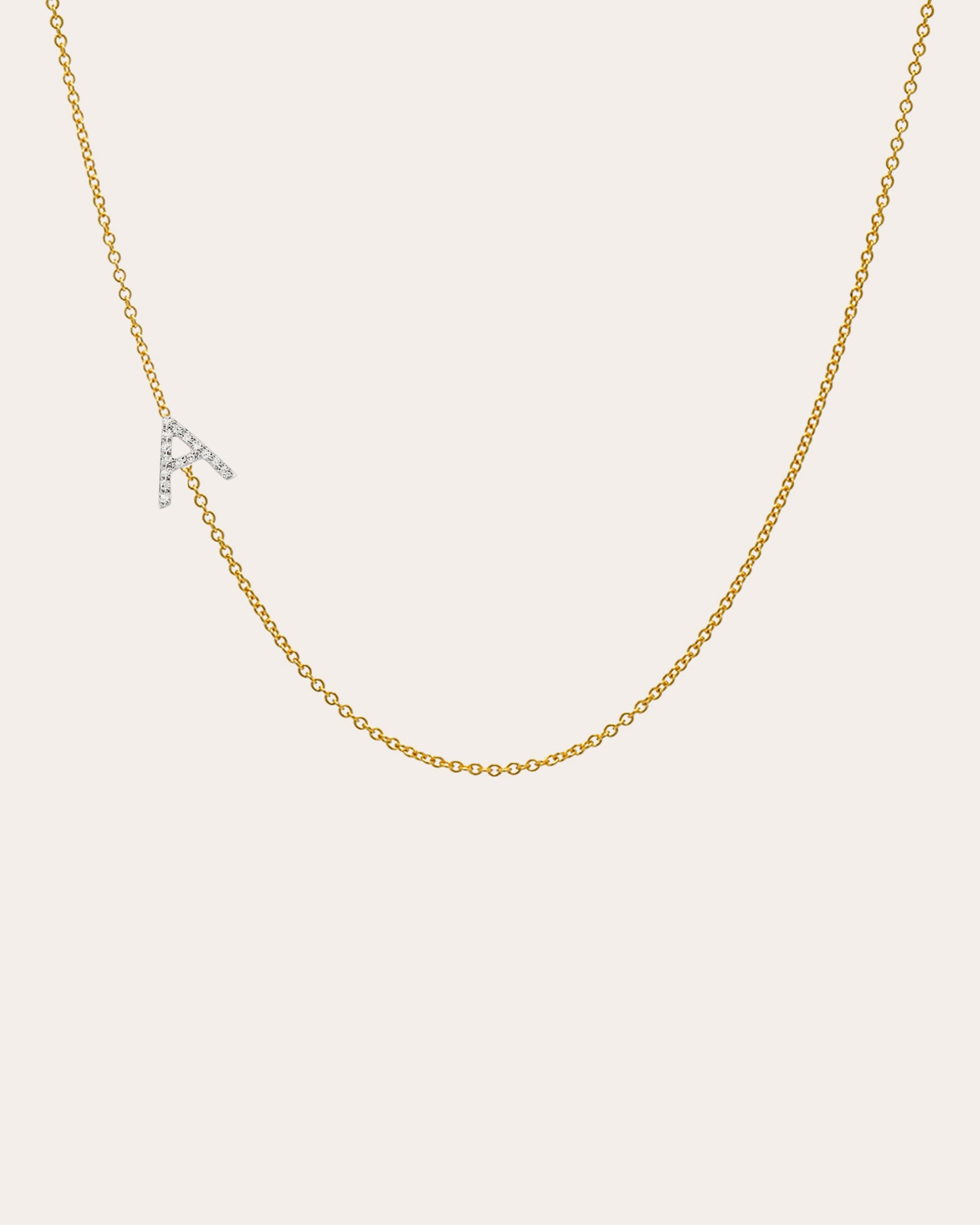 Asymmetric 14K Gold Diamond Initial Necklace