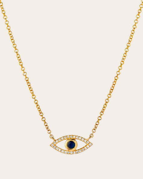 Evil Eye 14K Gold Diamond and Sapphire Pendant Necklace