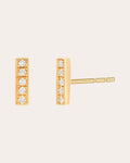14K Gold Diamond Bar Stud Earrings