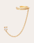14K Gold Diamond Single Ear Cuff and Stud