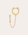 Double Hoop 14K Gold Diamond Single Earring