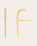 Curved Bar 14K Gold Diamond Stud Earrings