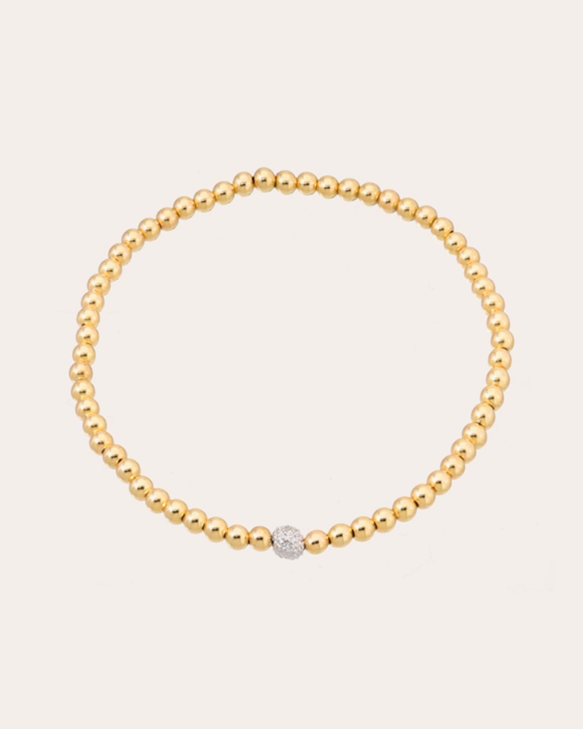 14K Gold Diamond Bead Bracelet