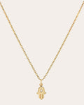 Hamsa 14K Gold Diamond Pendant Necklace