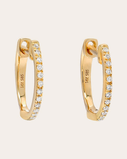 14K Gold Diamond Hoop Earrings