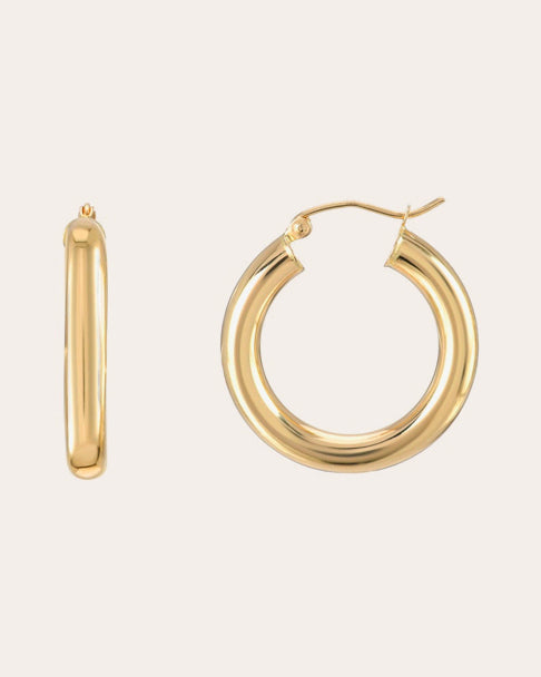Small 14K Gold Tubular Hoop Earrings