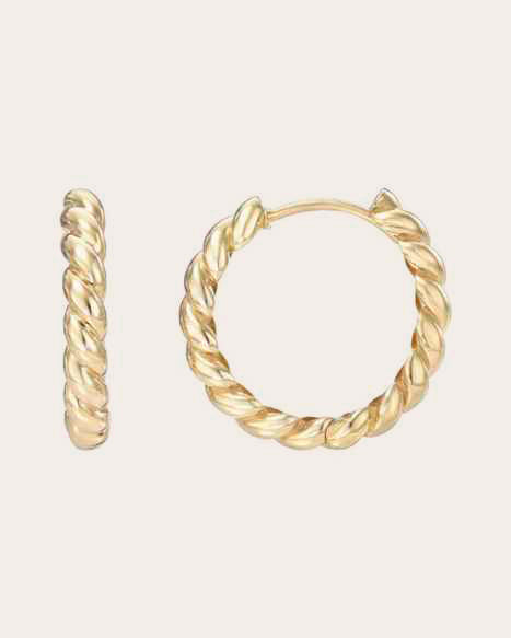 Twisted 14K Gold Hoop Earrings