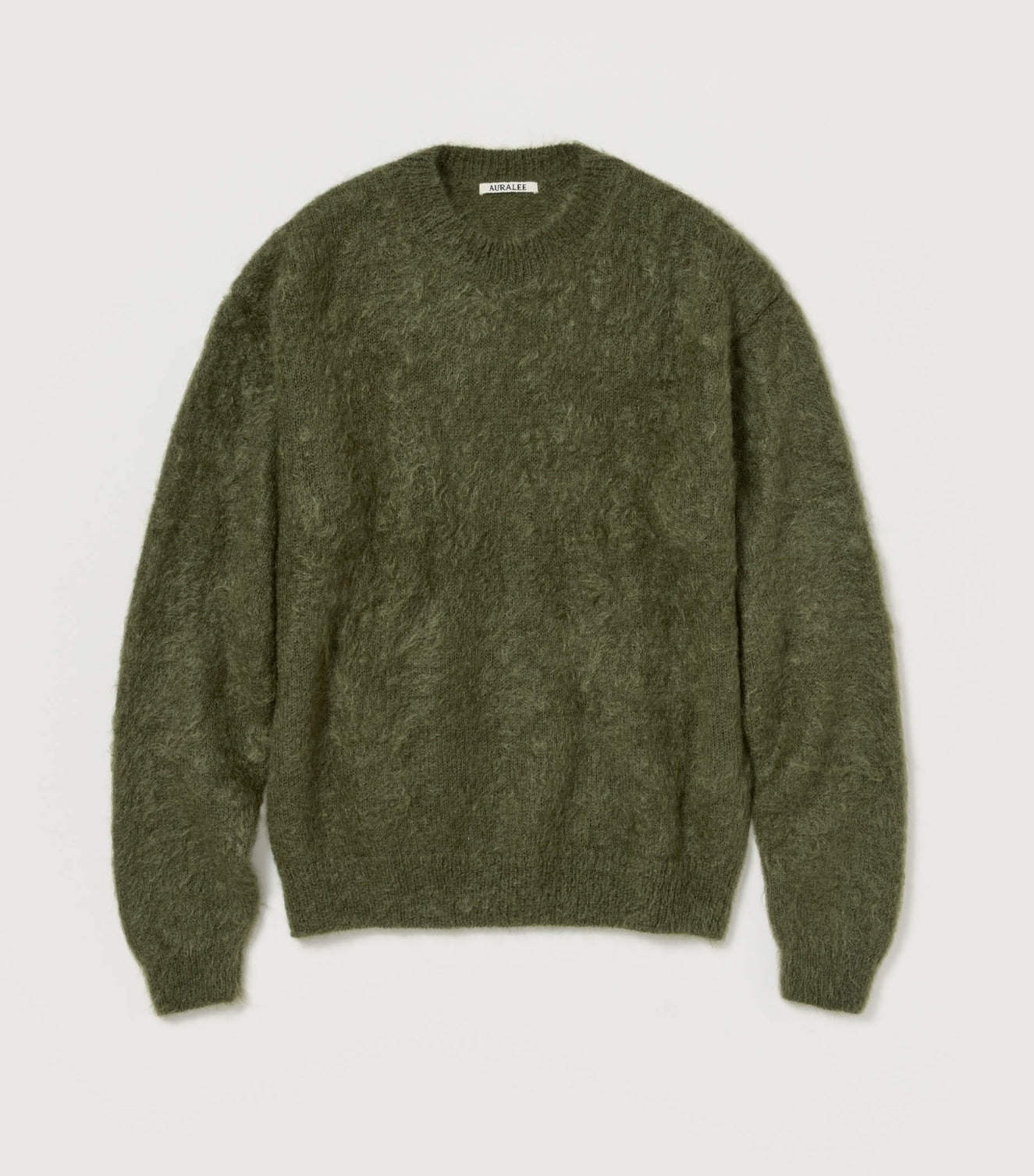 Brushed Super Kid Mohair Pullover in Olive